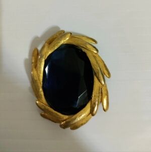 Vintage Schiaparelli Leaves &  Black Stone Brooch Large Schiaparelli Brooch Rare